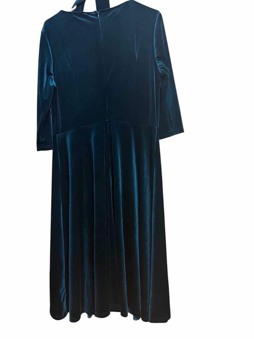 Bbonlinedress -Velvet Midi Dress with Mock Neck in Teal and belt size XL